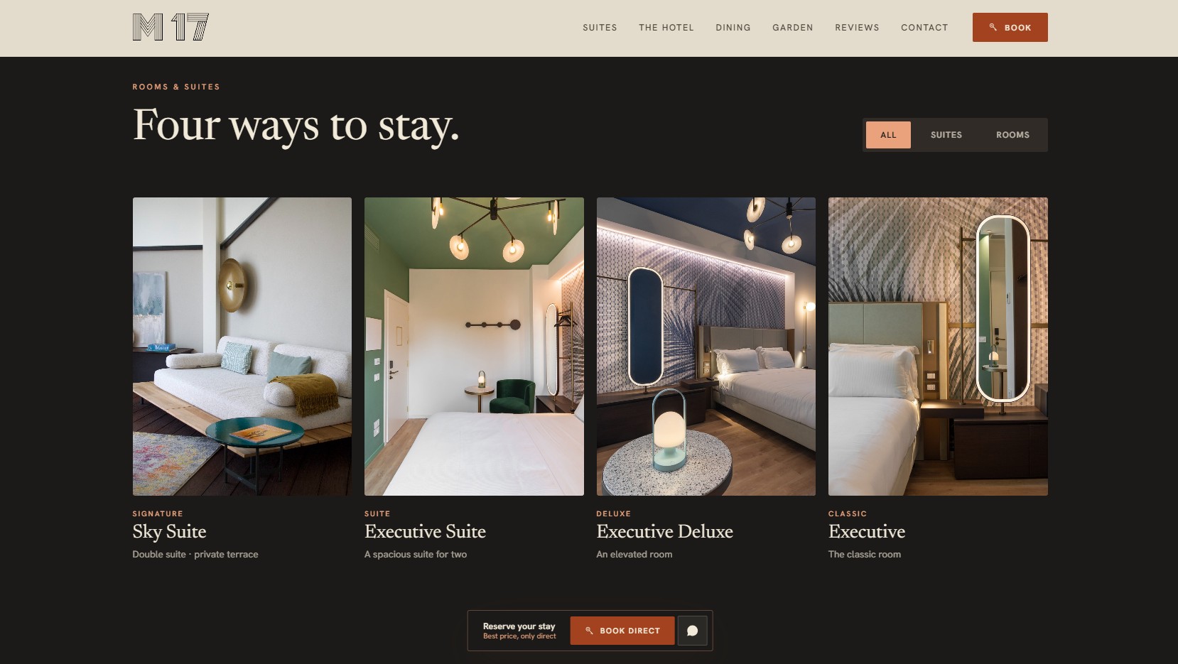 Martini 17 - rooms and suites grid
