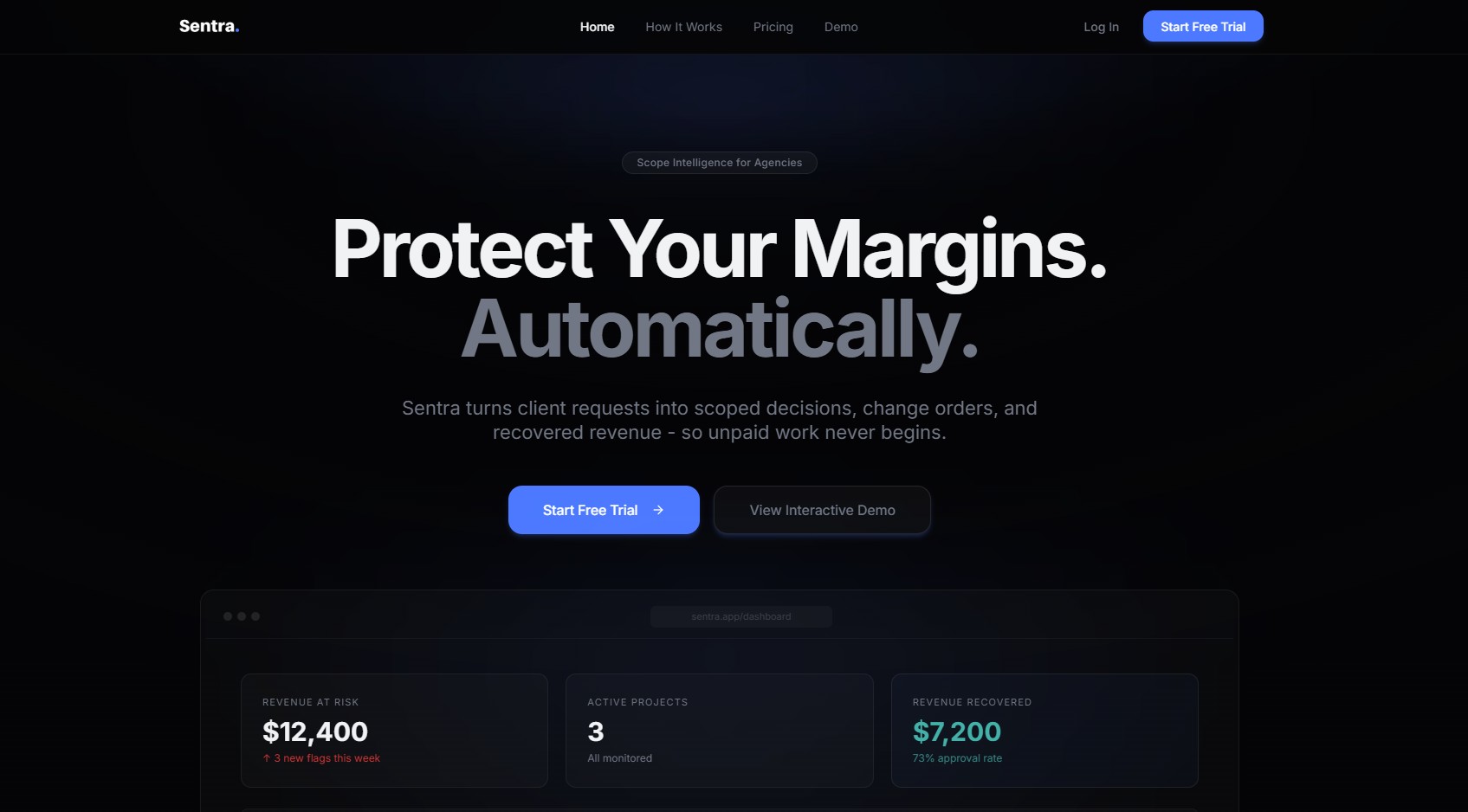 Sentra - landing page hero